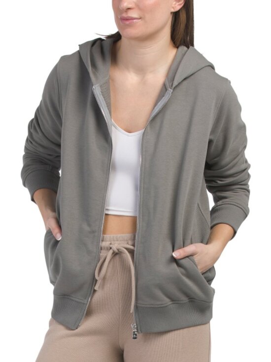 NEW FITFLOP Cotton Blend Zip Hoodie in gray for women 1125 2t7 - Picture 1 of 4